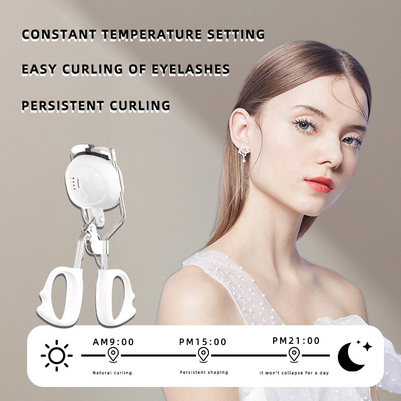Heated Eyelash Curler – Alpine White & Pink, 4 Temperature Levels, Type‑C Fast Charging