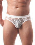 Men’s Lace Elastic Jock Underwear – Breathable Stretch Fit | Black & White
