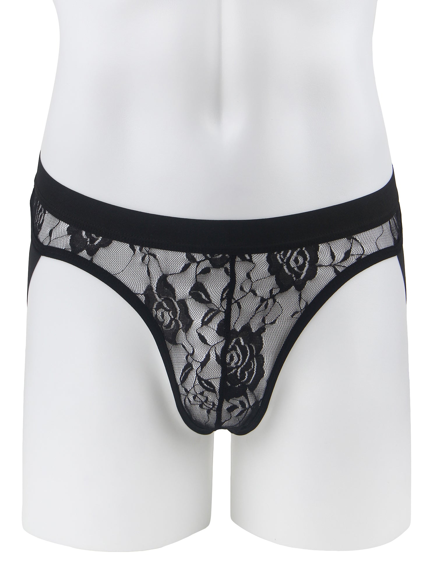 Men’s Lace Elastic Jock Underwear – Breathable Stretch Fit | Black & White