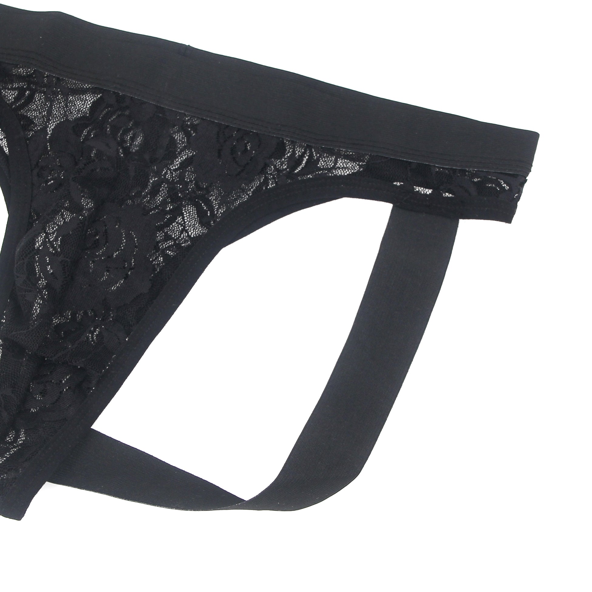 Men’s Lace Elastic Jock Underwear – Breathable Stretch Fit | Black & White