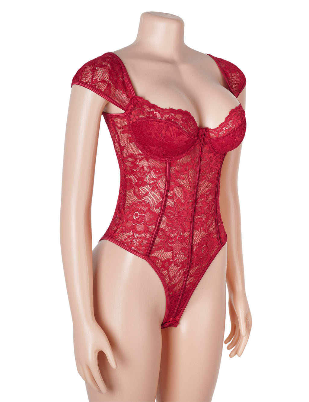 Red Wine Lace Sculpting Bodysuit – Luxury Intimate Collection
