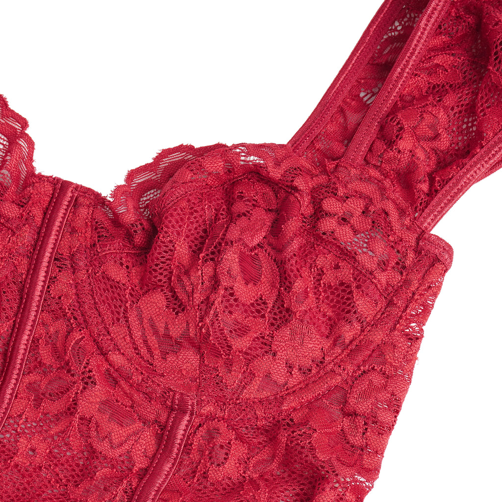 Red Wine Lace Sculpting Bodysuit – Luxury Intimate Collection