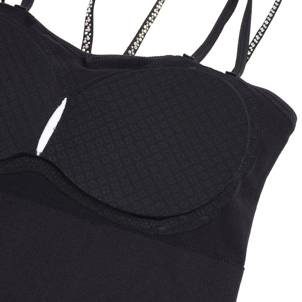 Black Rhinestone Double-Strap Camisole – Sparkling Party Essential